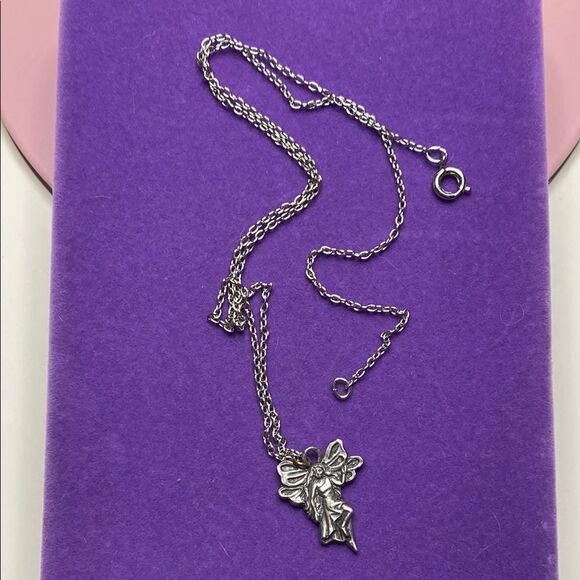 💛 Vintage 1988 Seagull Pewter Fairy Pendant Necklace - Picture 3 of 3